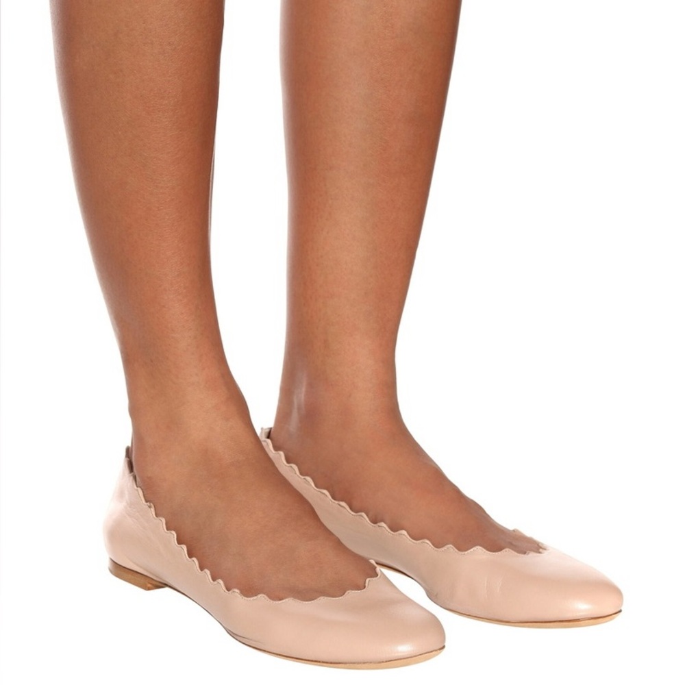 CHLOE Lauren scalloped leather ballet flats in blush - Picture 11 of 12